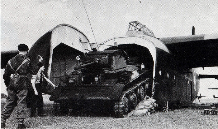 A light tank being unloaded from a Hamilcar